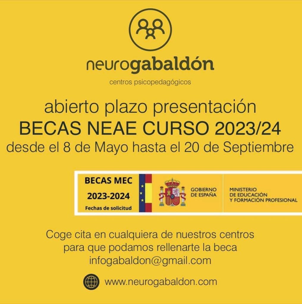 BECAS NEAE CURSO 2023/2024 Gabaldón Centros Psicopedagógicos